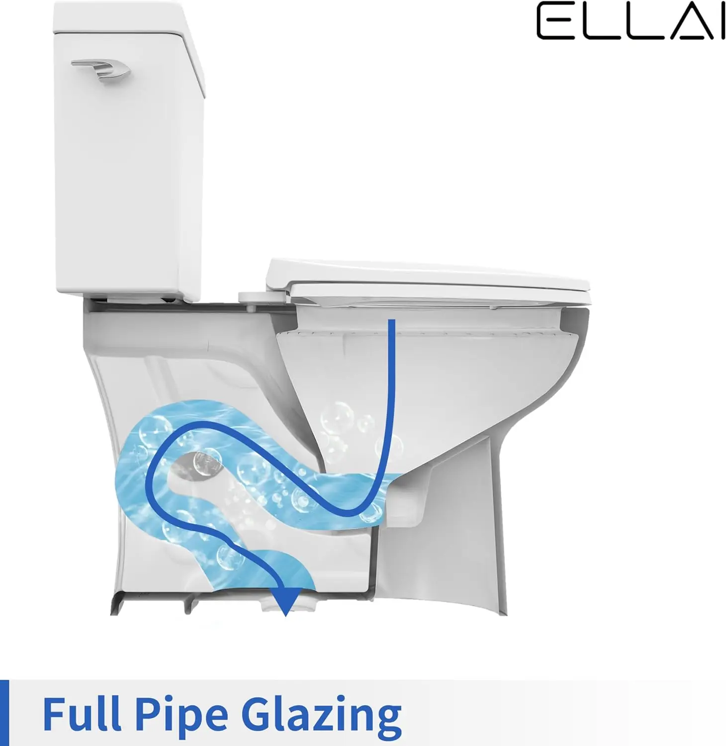 Piece Elongated Toilet Comfort Height ADA Single Flush TORNADO FLUSH Toilet  Rough In with Left-hand Trip Lever White 6