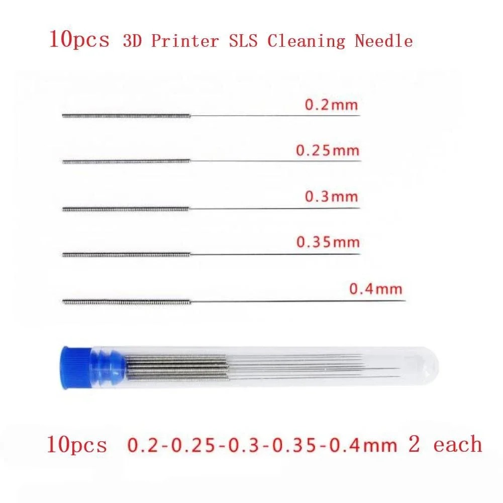 Cleaning needle kit Reusable Plastic + Stainless Steel 0.2/0.25/0.3/0.35/0.4mm Clean clogged nozzles