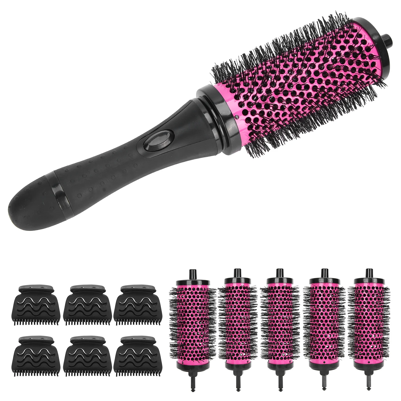 1 Set 3 Sizes Detachable Handle Hair Roller Brush With Positioning Clips Ceramic Barrel Curler Comb Hairdresser