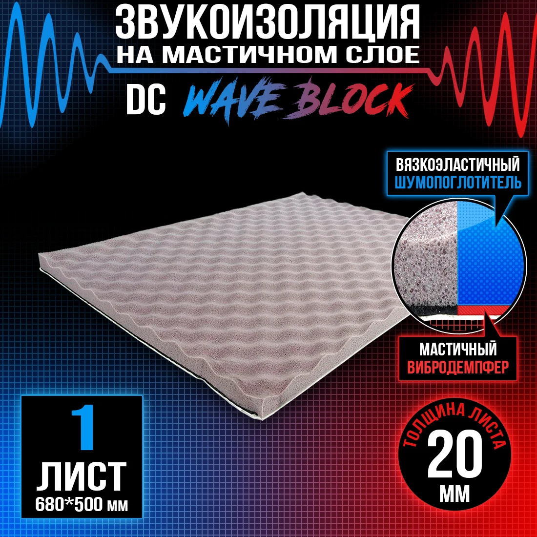Acoustic Foam For Car Мастичном Layer Dreamcar Wavewave Block 20mm 0.7