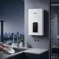 Chauffe-eau mural compact SIHAO avec écran LCD, système d'eau chaude instantanée IPX4 pour cuisine, salle de bain, dortoir, évier, commande tactile, pour usage domestique 2