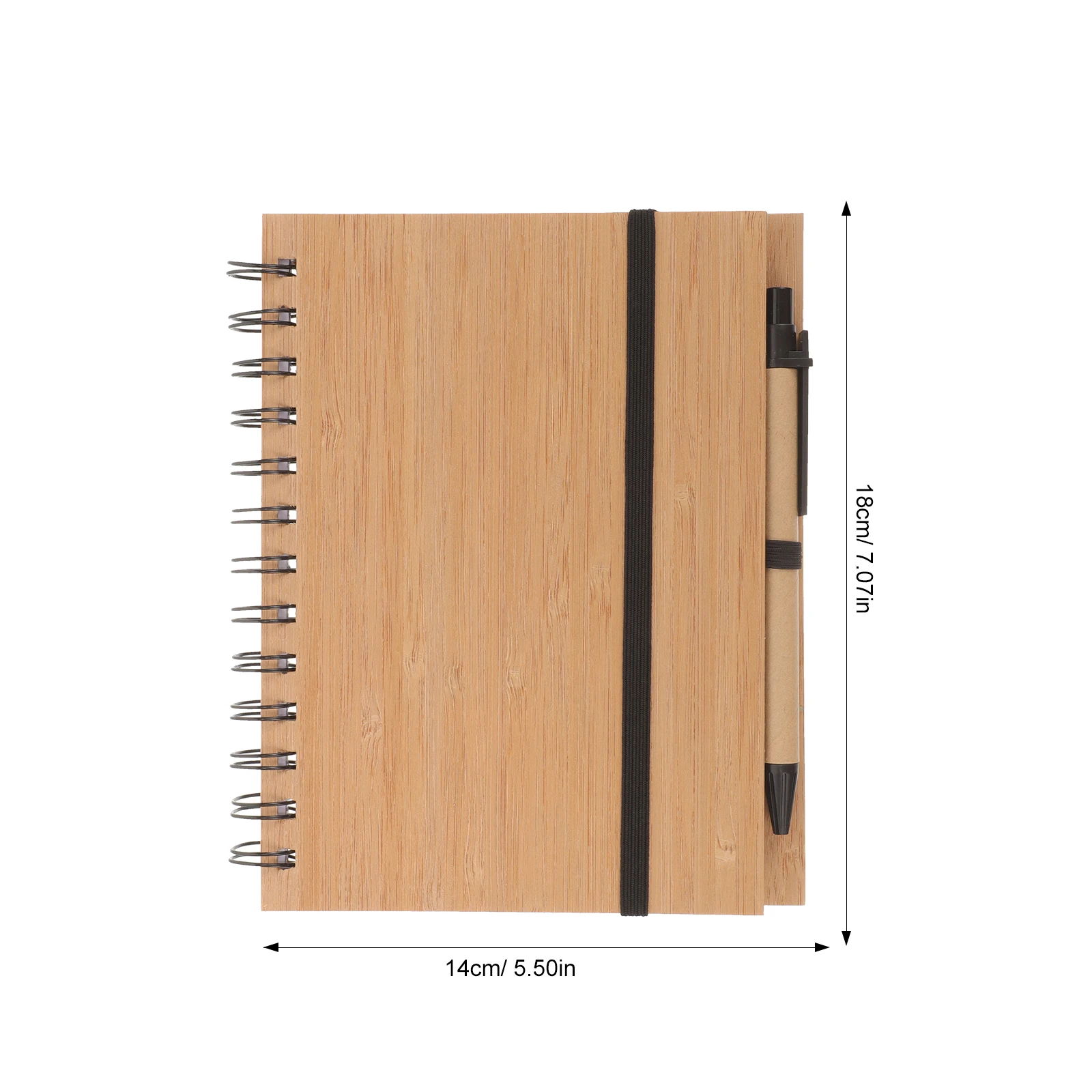 Wood Grain Notepad Spiral Writing Notebook Diary Monthly Planner Book With Pen Office School Stationery Supplies 6