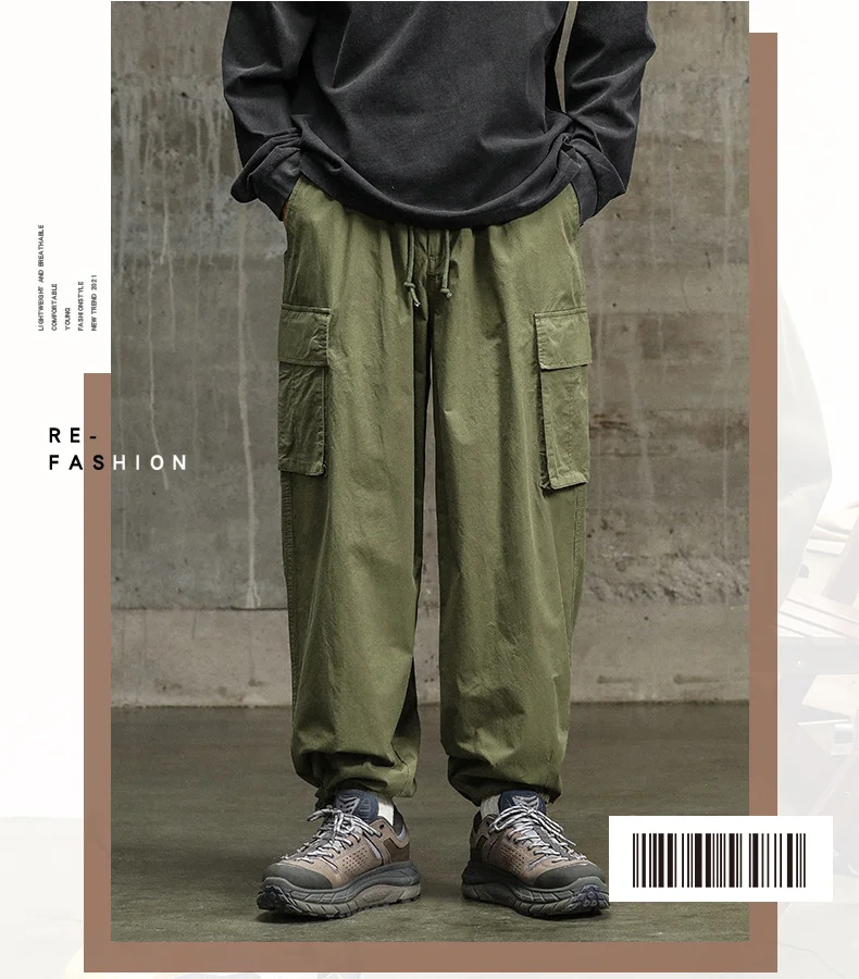 Description Picture 4 of itemSpring and autumn new high street straight leg casual pants male ins Korean version of trendy overalls bunches pants loose pants