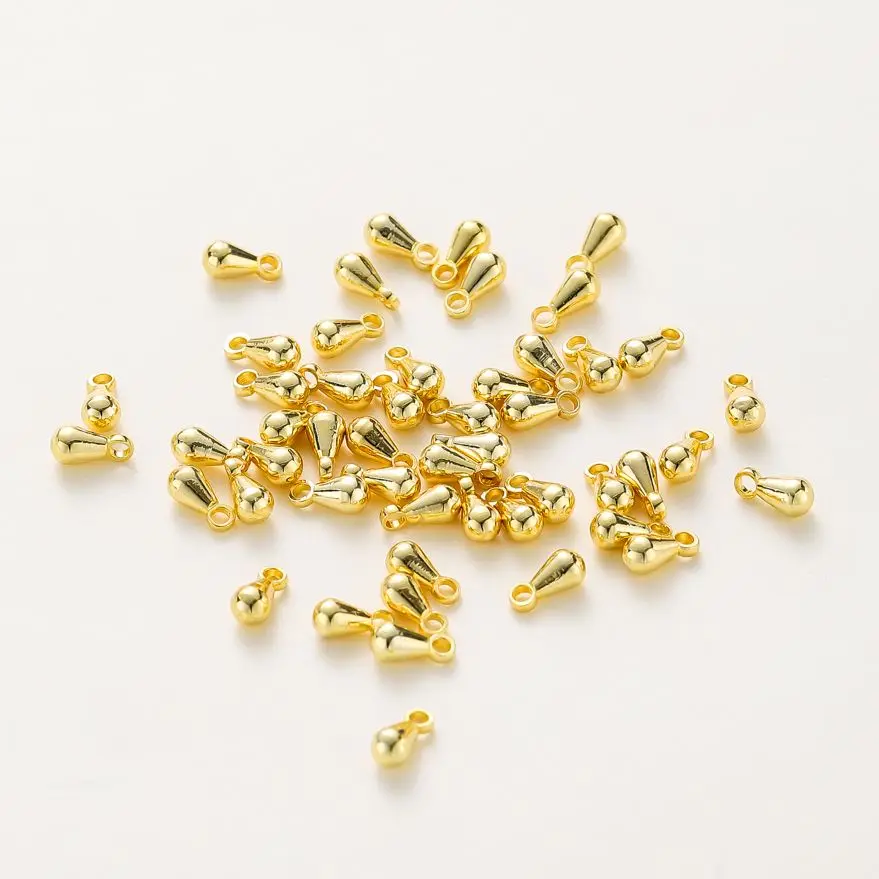 

50pcs/lot 14K 18K Gold Water Drop Tail Extender Chain Beads Pendanets Connector End Beads For DIY jewelry Handmade Accessories