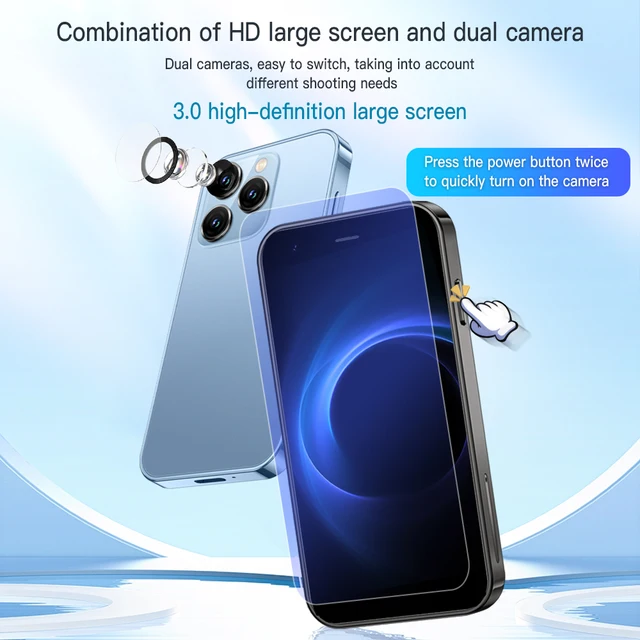 SERVO -Mini Smartphone 15SE, 3G WCDMA, Système Android, WiFi, Hotspot Play, PR3.0 ", Affichage, Petit Palmier, Matin, Touristes intelligents, EpiStandby 5