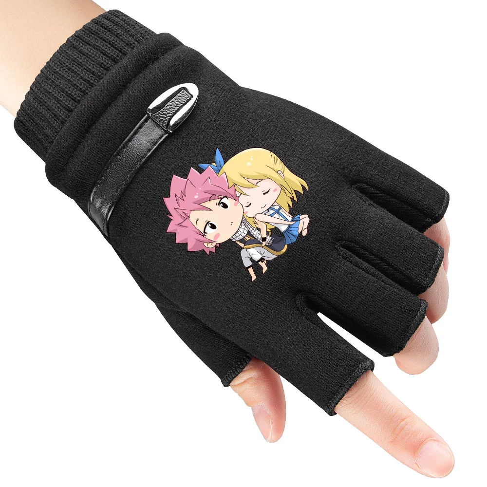 Anime Fairy Tail Winter Knitting Gloves Boy Girl Cartoon Warm Outdoor Bicycle