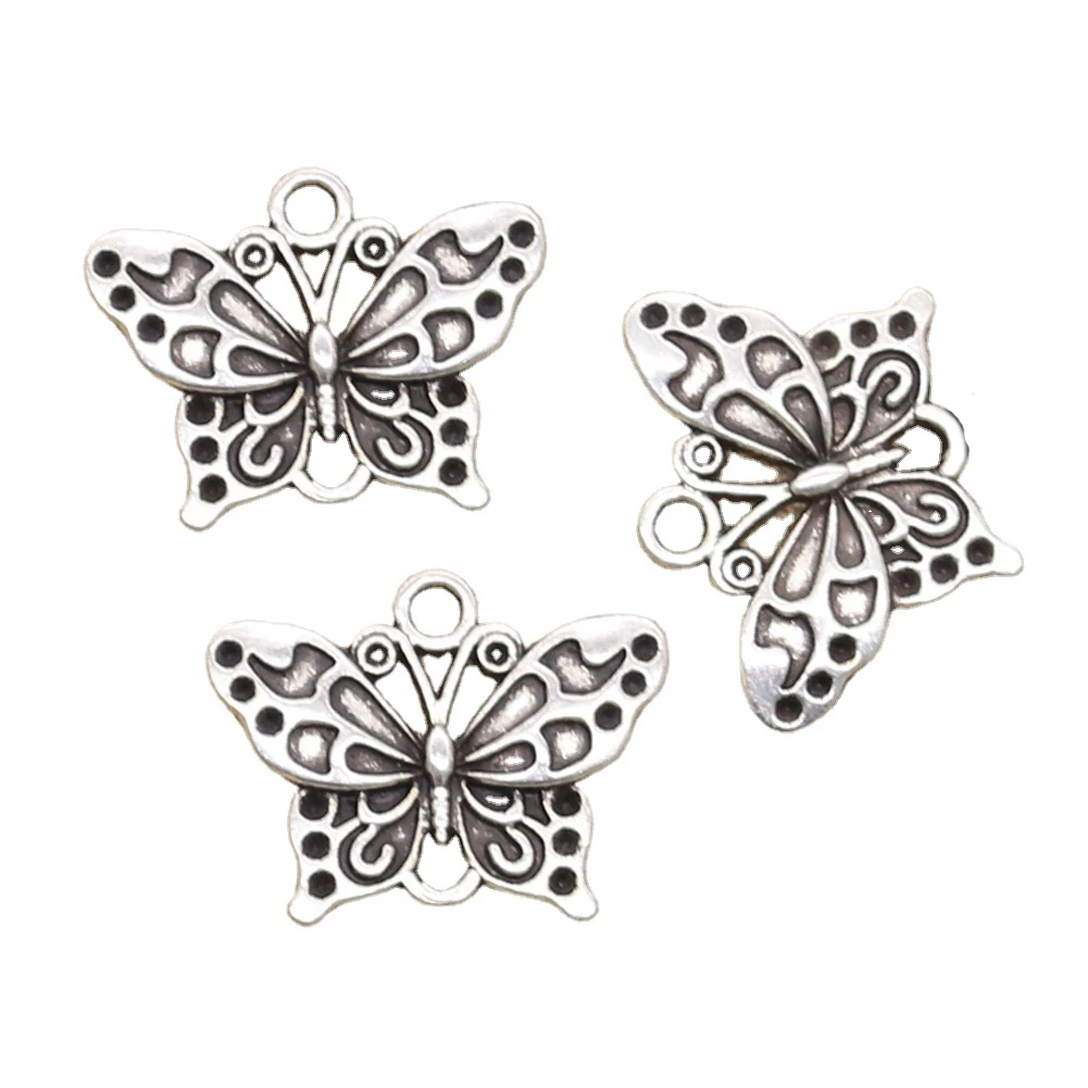 10 stücke Charms Schmetterling Stecker 20x25mm Antike, Der Anhänger fit,Vintage Tibetischen Silber farbe, DIY Handgemachten Schmuck