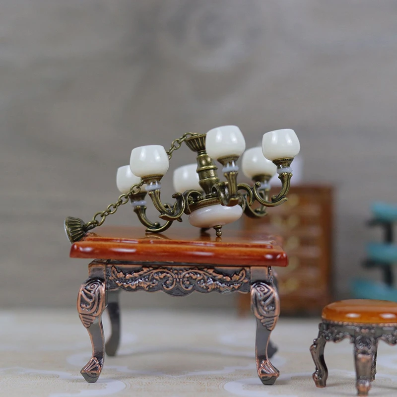 1Pcs 1/12 Wood Miniature Doll House Accessories Simulation Retro Coffee Stool/Table Furniture Model Family Toy Decorations