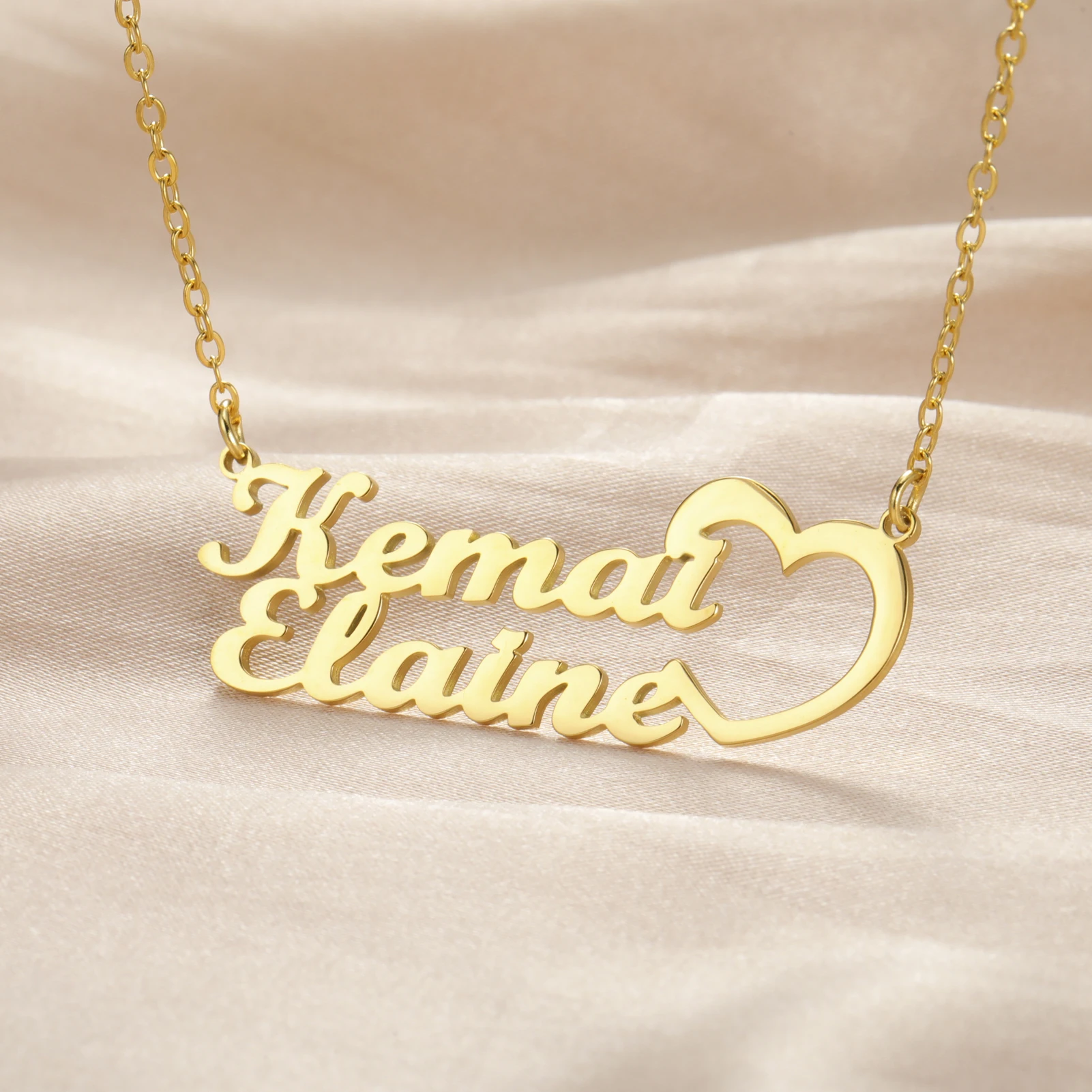 COOLTIME Personalisierte Namens-Herz-Halskette aus Edelstahl, modische, individuelle Herz-Halskette für Damen, Schmuck, Jahrestagsgeschenk – Detail 12