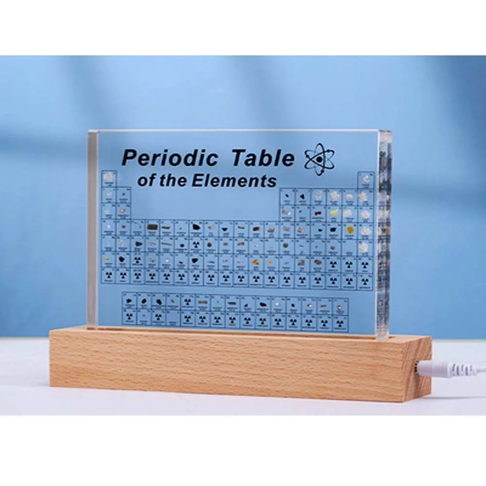 1 Pc/Pack Acrylic Crystal Transparent English-Version Printing-Type Chemical periodic Table Ornaments with Backlight for School
