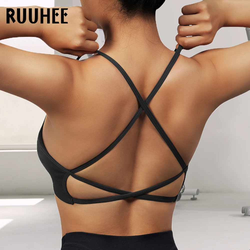 RUUHEE Backless Womens Sport Bra Padded Fitness Sport Bra Tank Top Workout  Push Up Top For Fitness Spaghetti Strap Yoga Bra - AliExpress