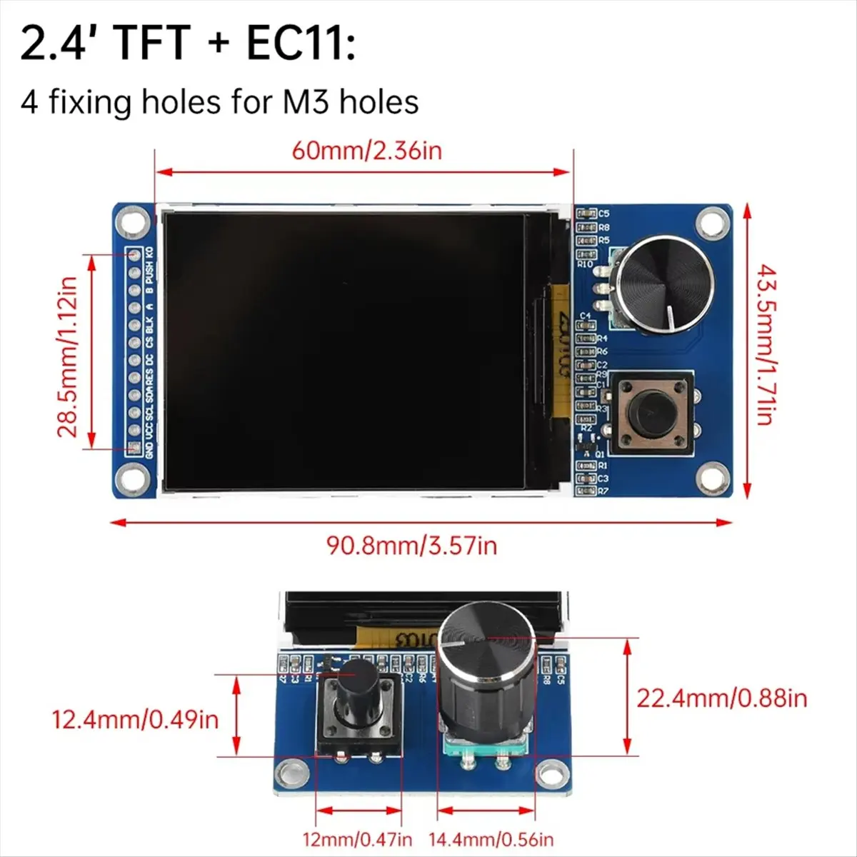  25G 전자제품 액세서리, Ec11 로터리 엔코더 조합 기능이 있는 1.8인치 TFT 디스플레이 화면(블루)
