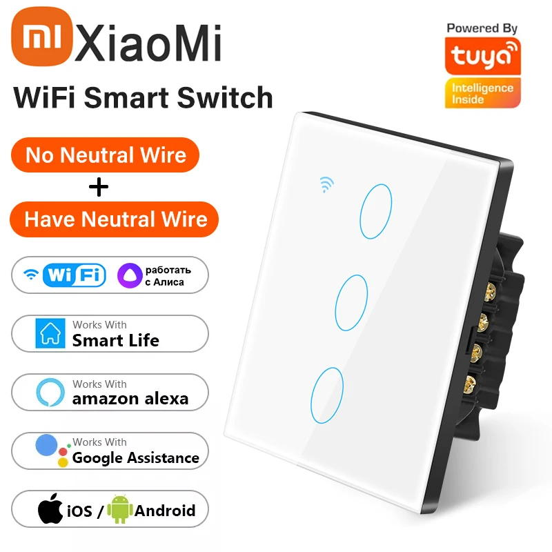 Xiaomi Wifi Smart Touch 1/2/3/4 Gang Light Switch Smart Life Remote ...