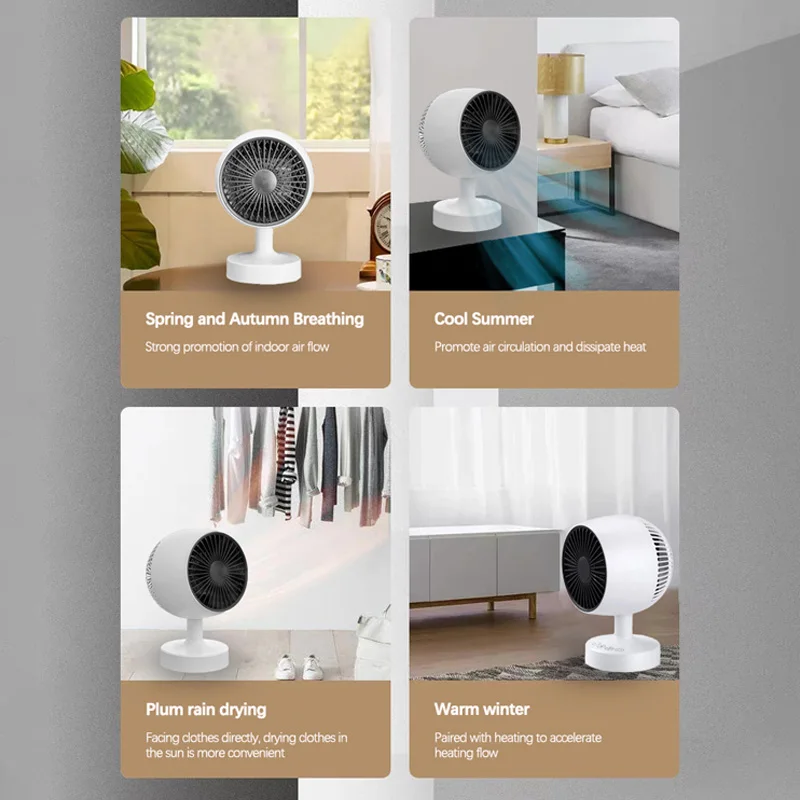 Mini Electric Heater Three-Speed Touch Adjustment Intelligent Constant Temperature Cold+Hot Air Available All Seasons Rotatable