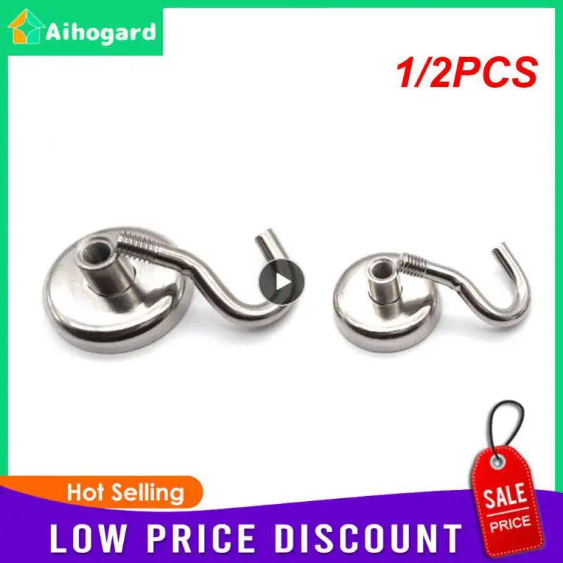 

1/2PCS Strong Neodymium Magnetic Hook Hold Up To 12kg 5Pounds Diameter 20mm Magnets Quick Hook For Home Kitchen Workplace etc