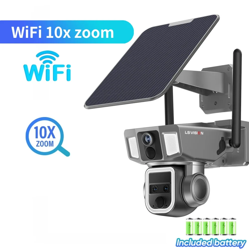 LS VISION-كاميرا أمان شمسية خارجية ، شاشة مزدوجة ،...