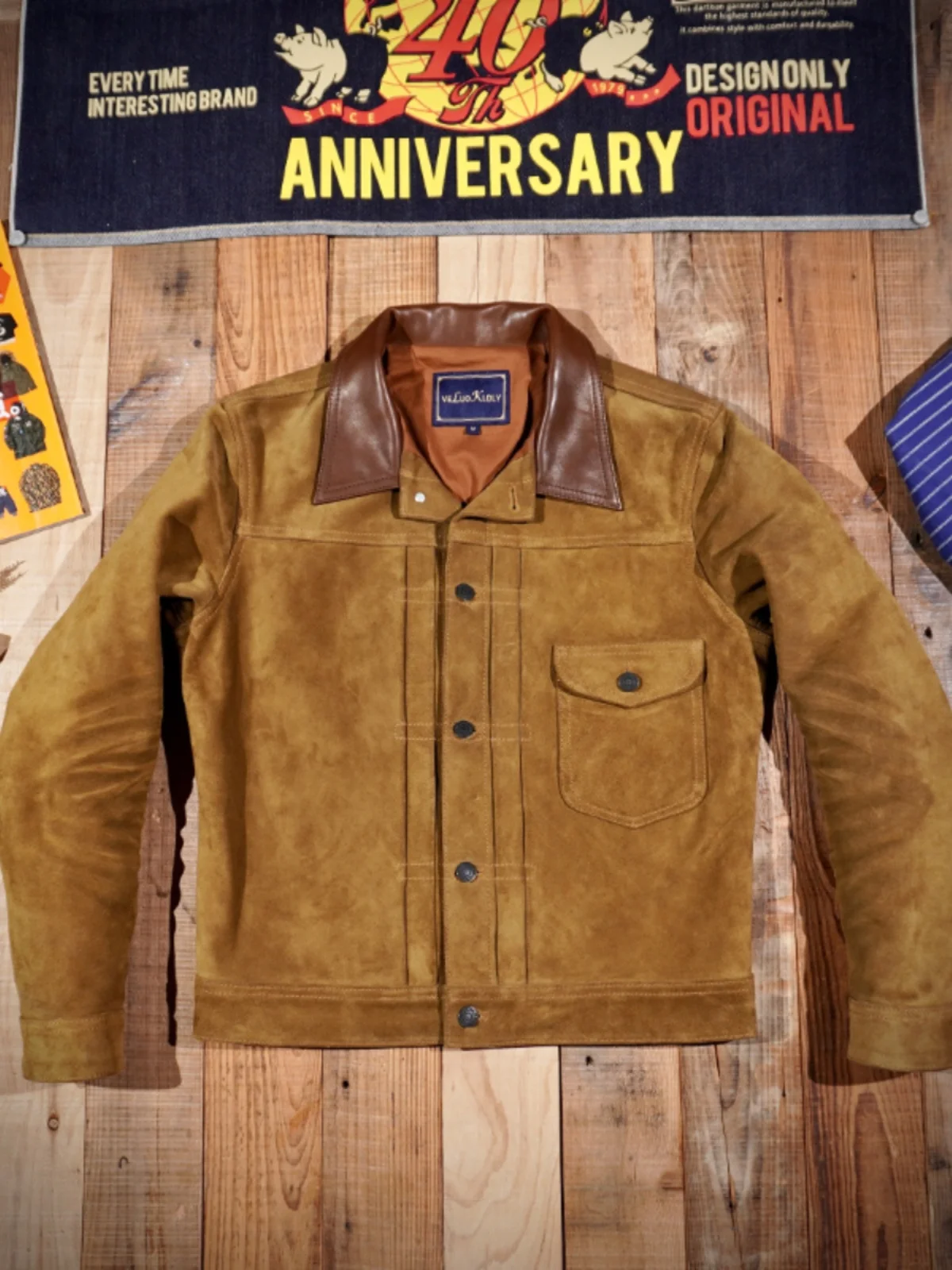 

Look At The Texture! RRL American Vintage Italian Oil Wax Suede Cowhide 506 Biker Denim Jacket Leather Jacket