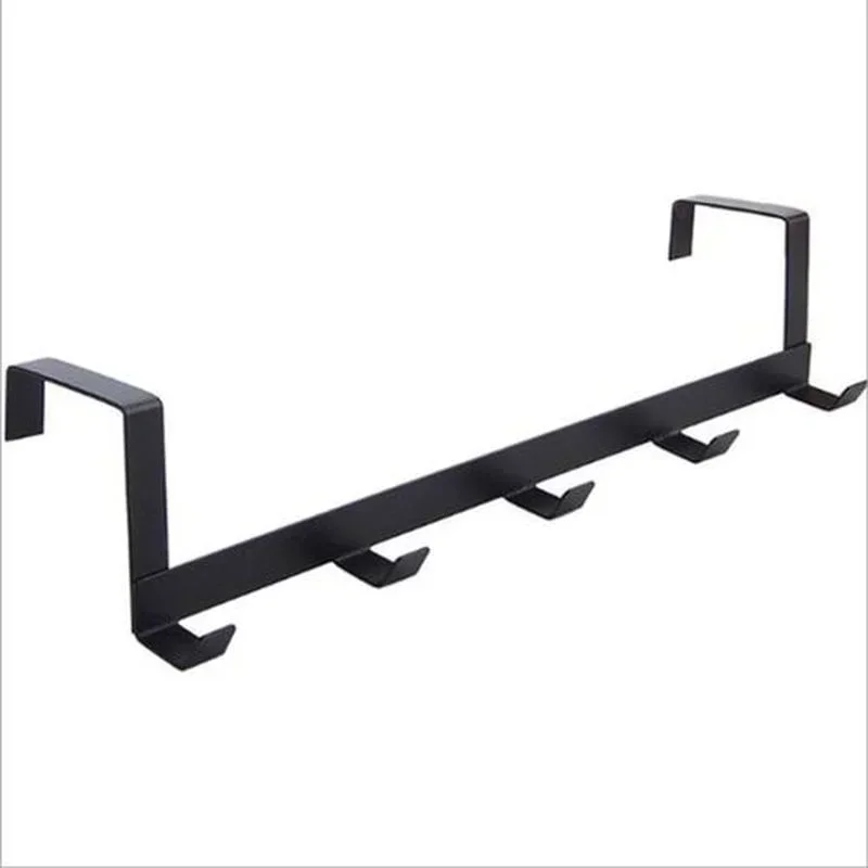 Large Load-bearing Hat Sundries Storage Rack Hook Behind The Door Punch-free Five-row Wrought Iron Clothes Bag Hook