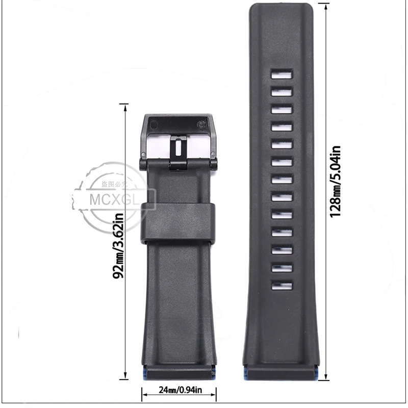 Men's Sports Waterproof 24mm Resin Watch Strap