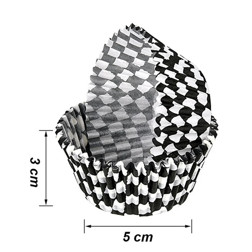 Checkered Flag Toothpicks 100 Pieces Racing Flag Cupcake Topper Picks Racing Cupcake Wrapper Liner Paper Baking Cup Covers party decorations birthday party supplies cake toppers cupcake supplies racing flag toothpicks