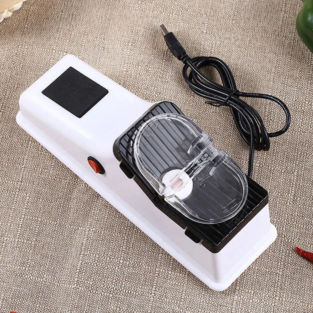 

Электрическая точилка с защитным чехлом, электрическая точилка для ножей, зарядка через USB для быстрой заточки и полировки