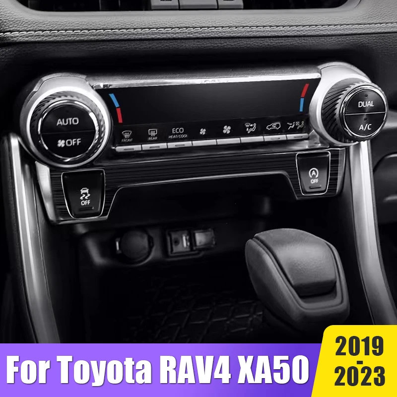 

Stainless Car Center Console Sticker Seat Heating Button Frame Cover Trim For Toyota RAV4 XA50 2019- 2021 2022 2023 Accessories