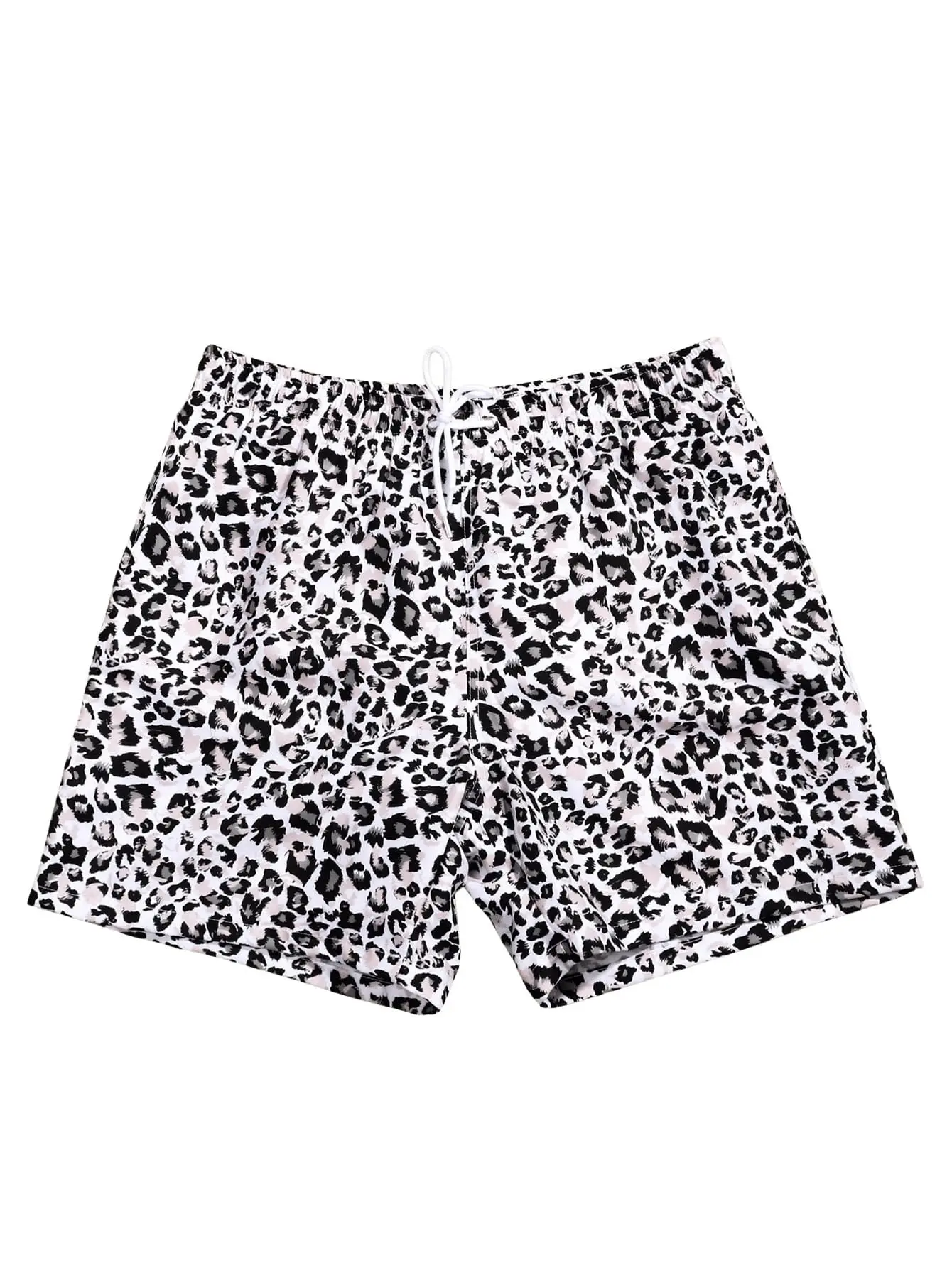 Leopard Print Beach Shorts for Men Women Surfing Swimwear
