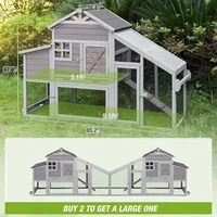 Chicken Coop Outdoor Wooden Hen House 65" with Large Nesting Box, Poultry Cage with Removable Tray,UV Proof Roof 2