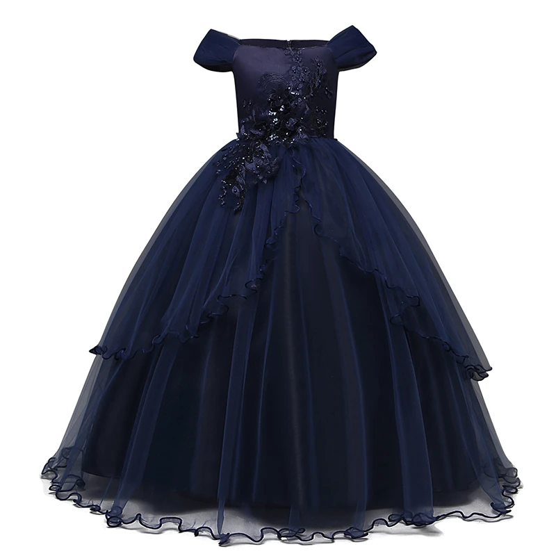 Sumamente elegante Sur oeste Específico Vestido de noche azul marino para niña, niño traje Formal para, vestido de  graduación para adolescente, vestidos largos de malla de tul para niña, vestidos  para niña| | - AliExpress