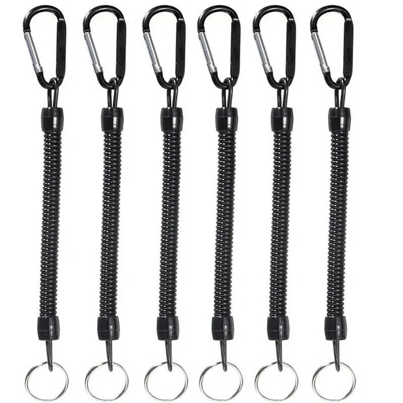 6 Stück Angel-Lanyards mit Karabiner, Bootseile, Retentionseile, Halter, Zange, Lippen-Angelgerät für sicheres Halten der Angelrute