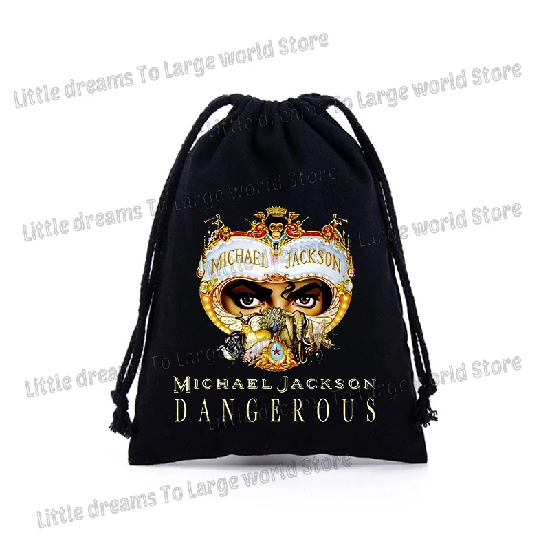 Michael Jackson Drawstring Bag Graphic Figure Print Pockets Gifts Bags Portable Jewelry Storage Pouches Men Women Packing Bags