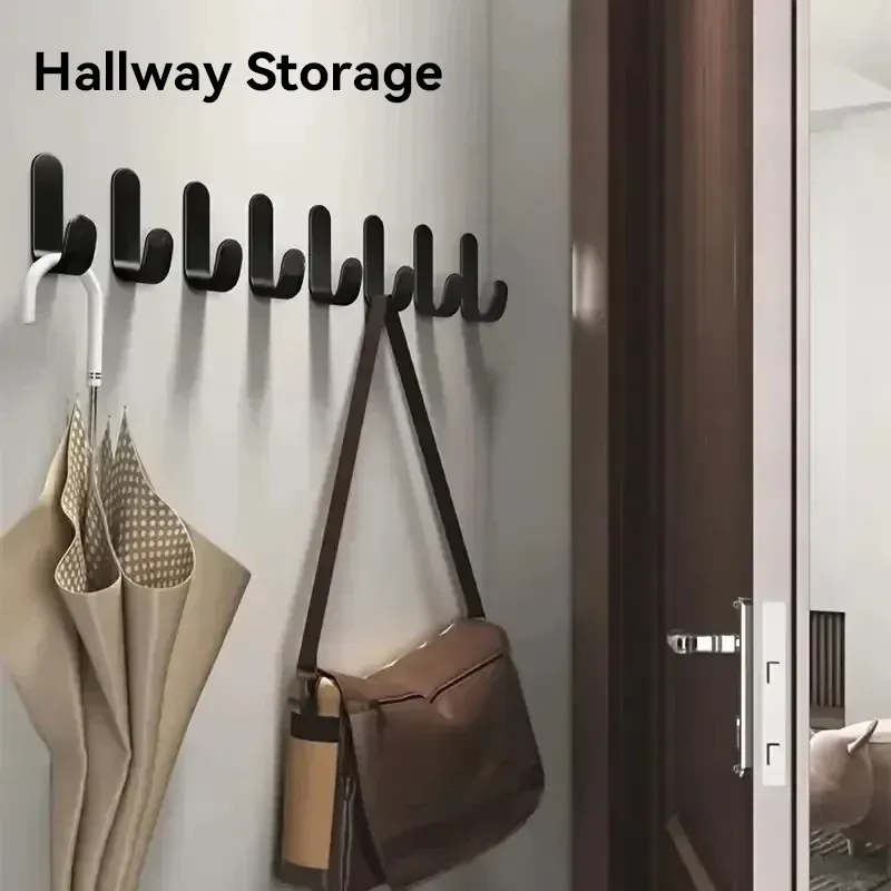 6Pcs Strong Self-Adhesive J-hook Waterproof Adhesive Hanging,Bathroom Towel Key Kitchen