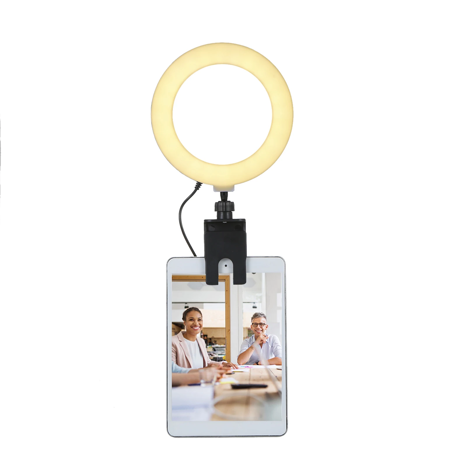 Dimmable 6'' Round Light for Laptop Computer Clip Video Fill Light Conference Ring Beauty Live for Makeup Selfie USB