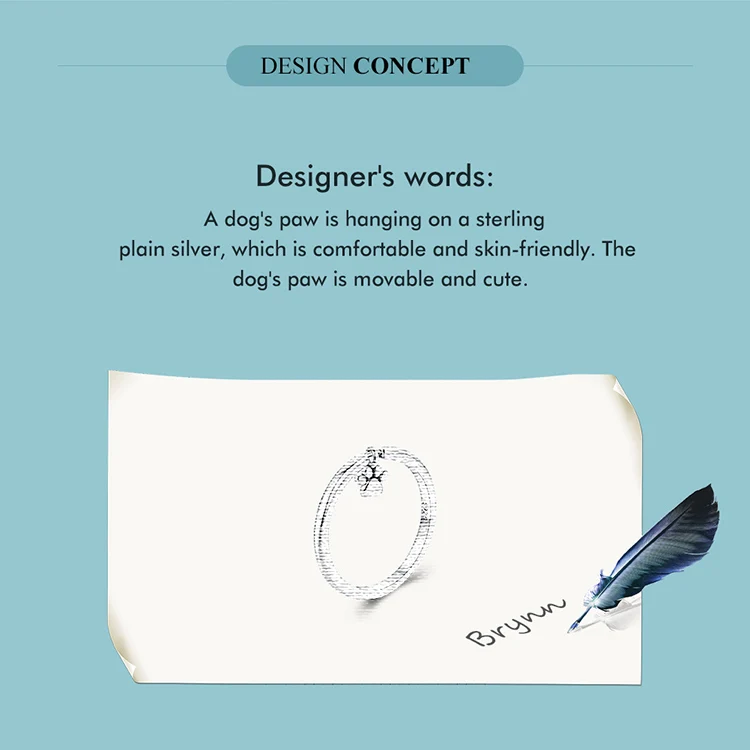 Sterling Silver Cute Dogs Claw Link Ring Pet Animal Rings For Women Fine Jewelry - PeticaDeals