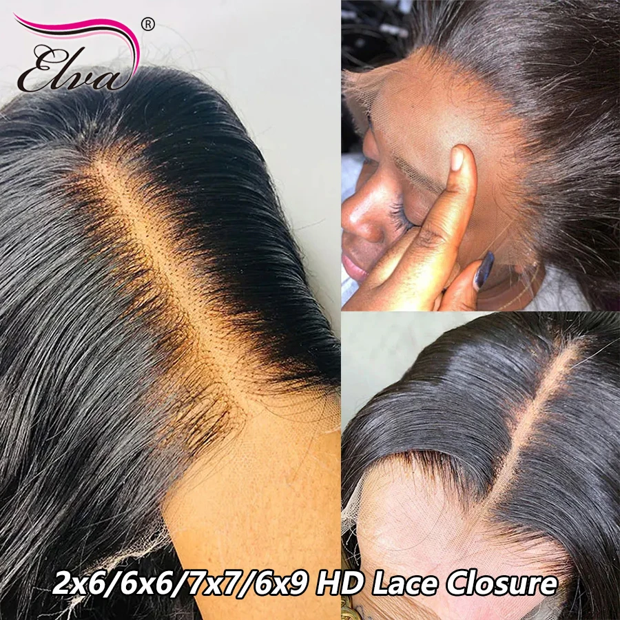 Elva 7x7 6x6 6x9 2x6 HD Lace Closure Human Hair Closure Melt Skin Deep Parting Natural