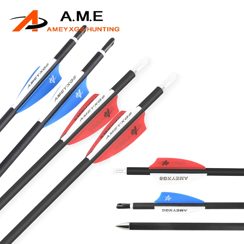 

32inch 1000 Spine 6/12pcs Mix Carbon Arrow ID 4.2mm OD 6.0mm Rubber Feather For Recurve Compound Bow Archery Shooting Hunting