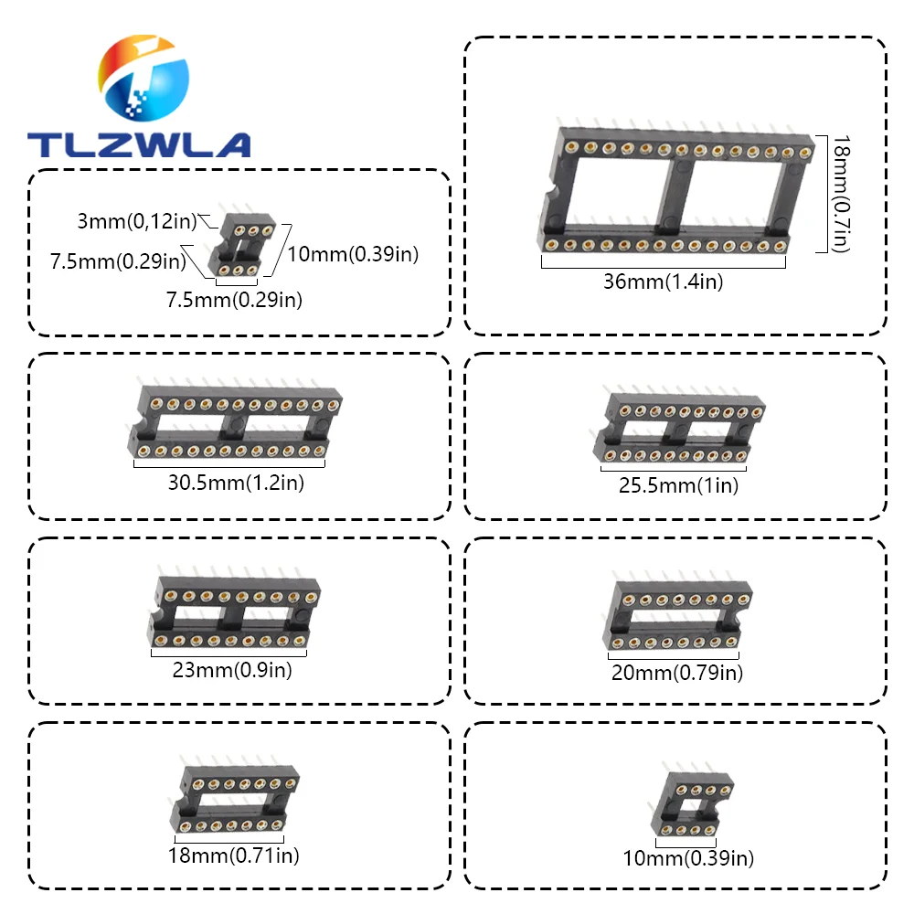 IC Socket 10PCS DIP6 DIP8 DIP14 DIP16 DIP18 DIP20 DIP28 DIP40