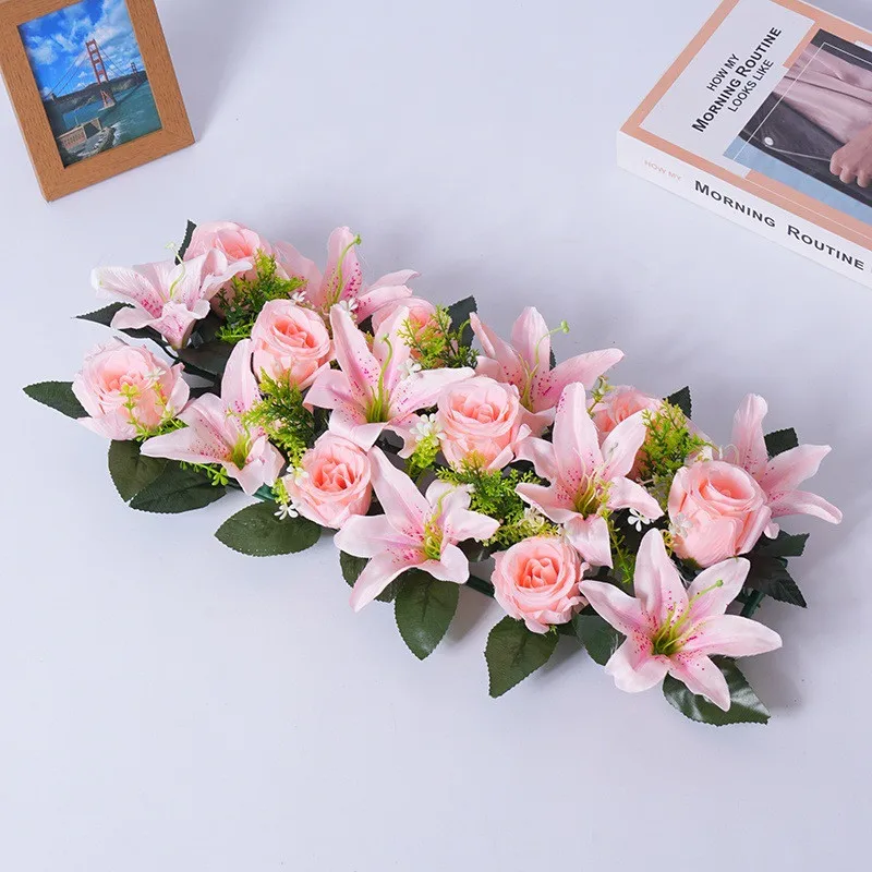 Description Picture 5 of itemNew Artificial Flowers DIY Artificial Rose Flower Row Wedding Table Centerpiece Flowers Backdrop Wall Arches Decor Party Stage