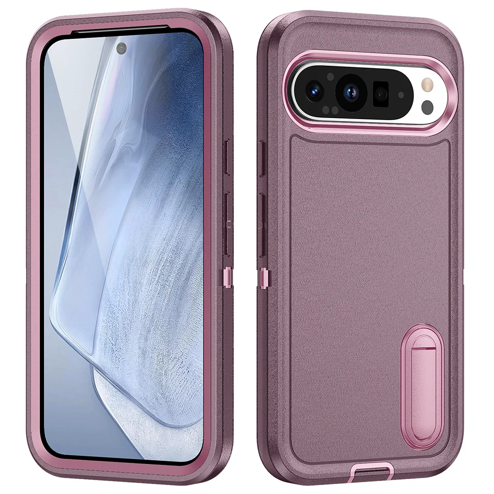 Heavy Duty Dual-Layer Armor Case with Kickstand - Military Grade Defender Matte Back Cover