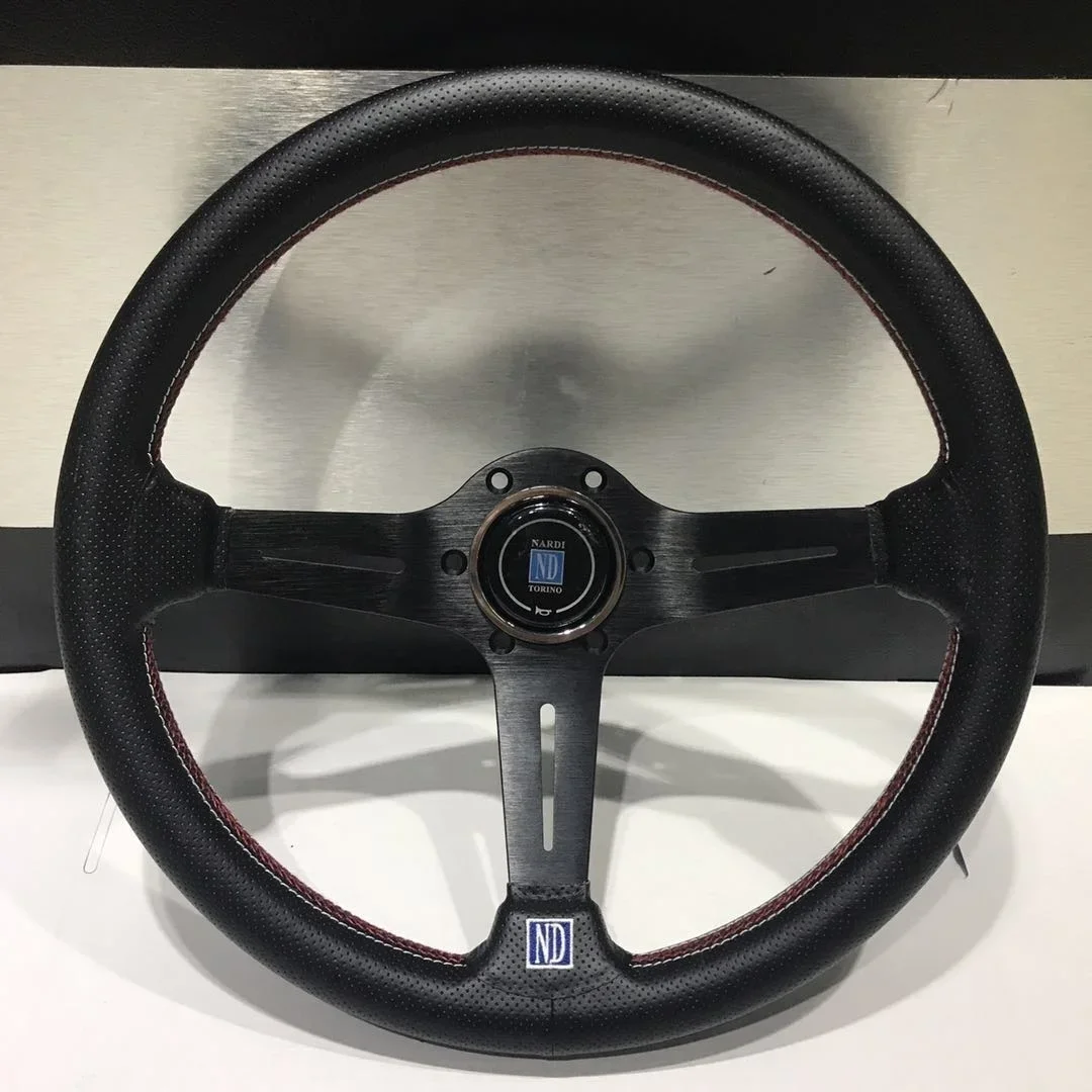 Racing Steering Wheel ND 14 Inch 350mm Universal Leather Auto Racing Steering Wheel Deep Corn Drifting Sport NARDI