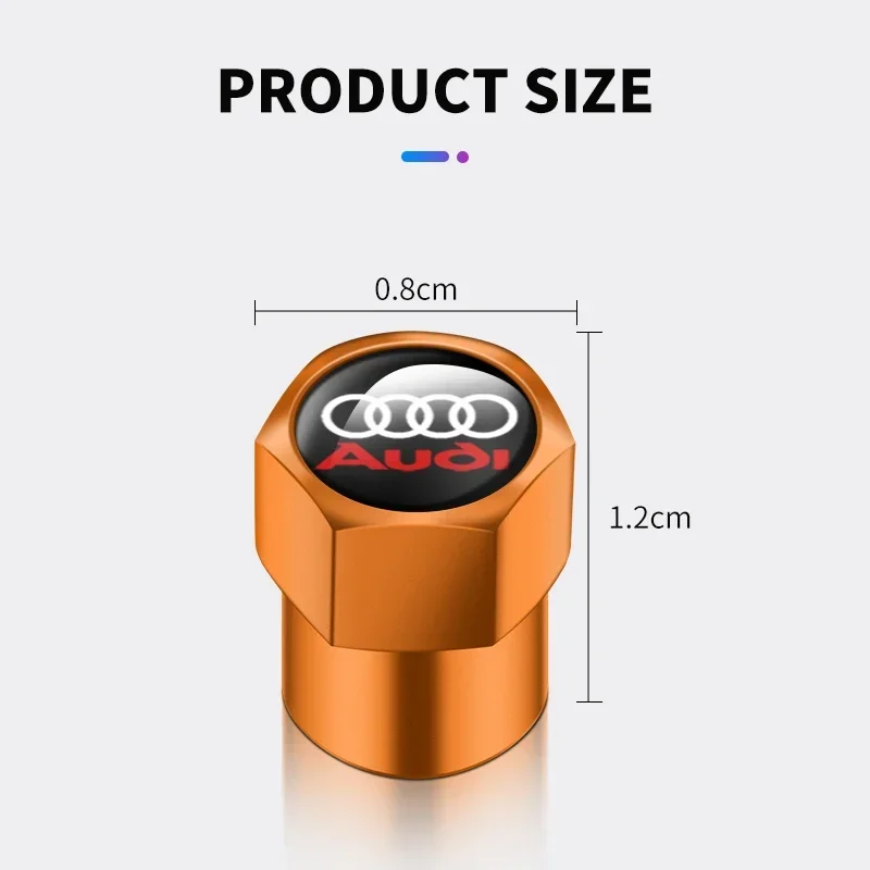 Premium Car Valve Stem Caps with Emblem - Set of 4