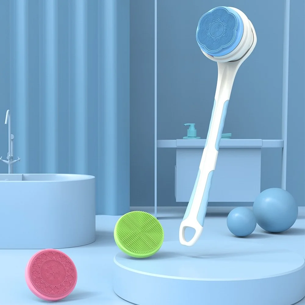 

2022 Hotbath and Body Brush Long Handled Bathroom Facial Cleansing Electric Facial Silicone Bath Massage Soft Brush