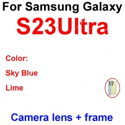 Enhanced Rear Camera Glass Lens Cover with Frame Holder for Samsung Galaxy S23 Series (S23 Ultra Sky Blue)