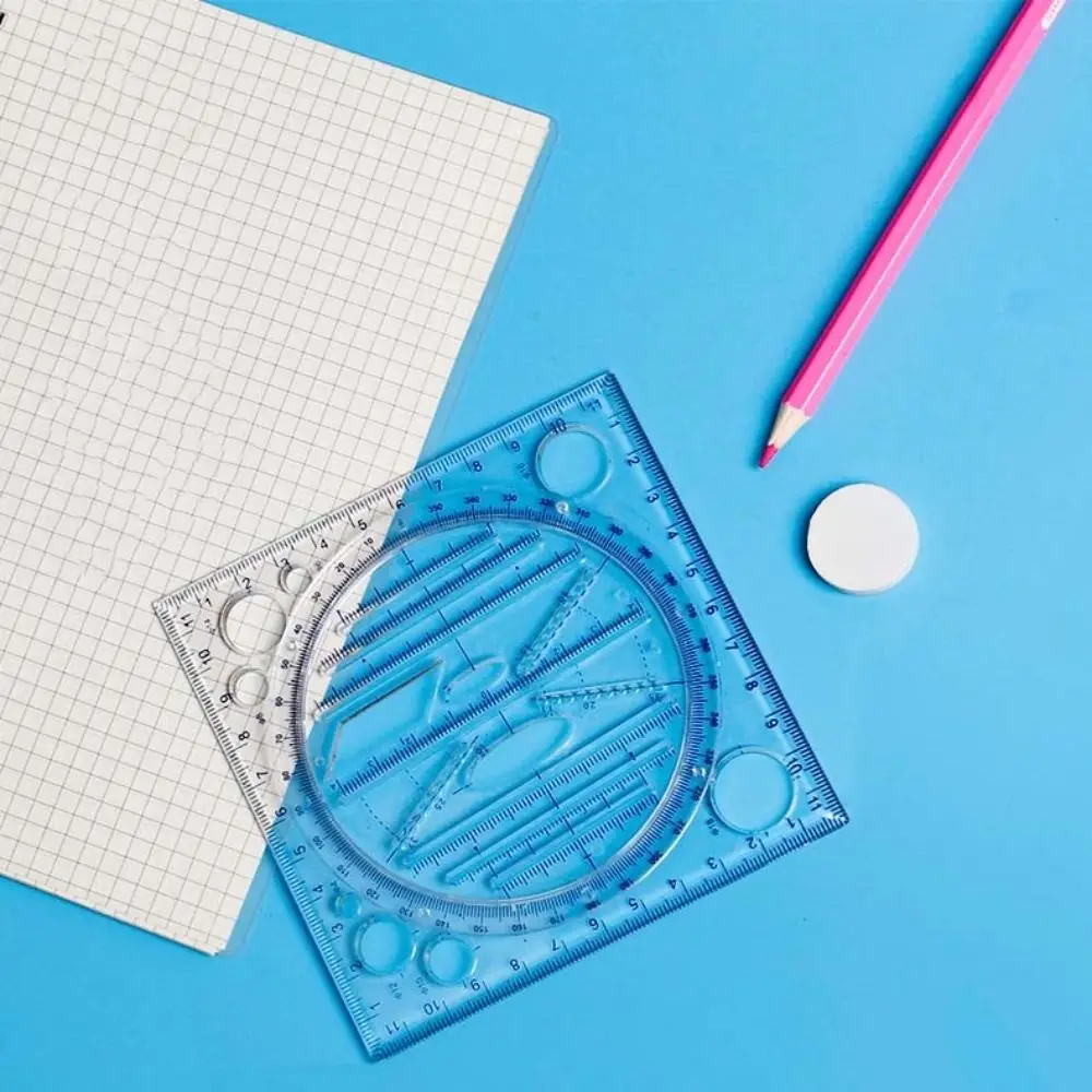 각도기 기하학적 도면 자 3D 스케일 투명 회전 가능 자 플라스틱 다기능 원형 도면 자