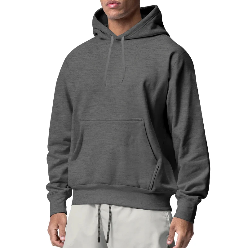 Autumn and Winter New Men's Sports Leisure Fashion Solid Color Woolen Sweater Men's Pullover Sweater Round Neck Hoodie