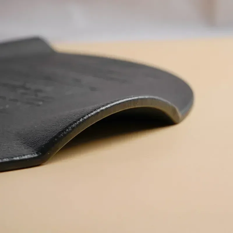 

Kitchen Dessert Black French Pastry Food Round Tableware Matte Fruit Plate Retro Pattern Flat