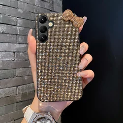 Luxury Shiny 3D Diamond Bowknot Bling Phone Case - Ultra Soft Shell - Galaxy A18 (Gold)