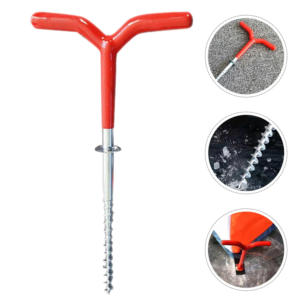 

4 Pcs Tent Fishing Ice Drill Snow Ground Stake Nails Outdoor Stakes Camping Awning Rope Fixing Screw