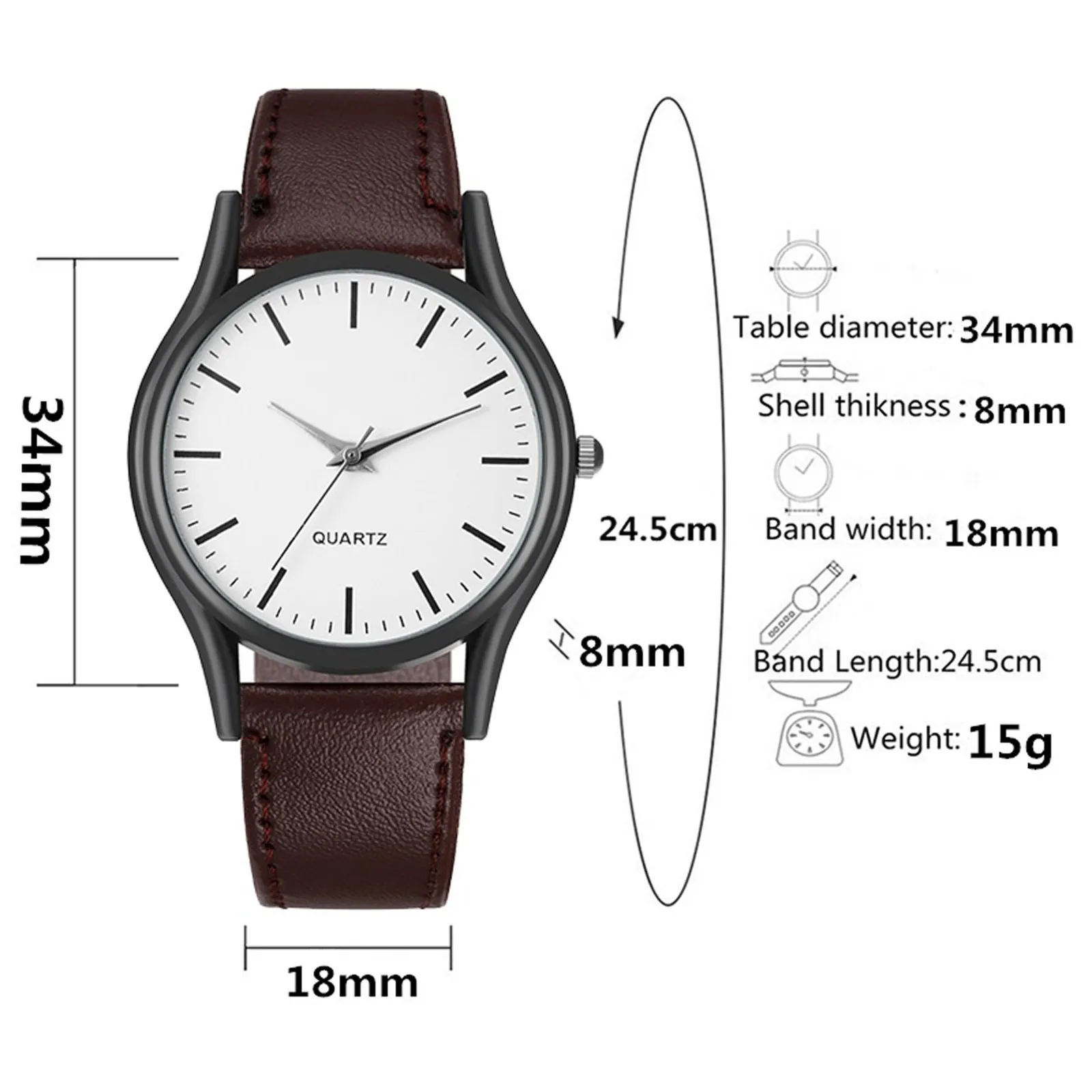 Couples Watches Leather Strap Minimalist Fashion Quartz Wristwatches Multiple Colors for Loved Ones Gift