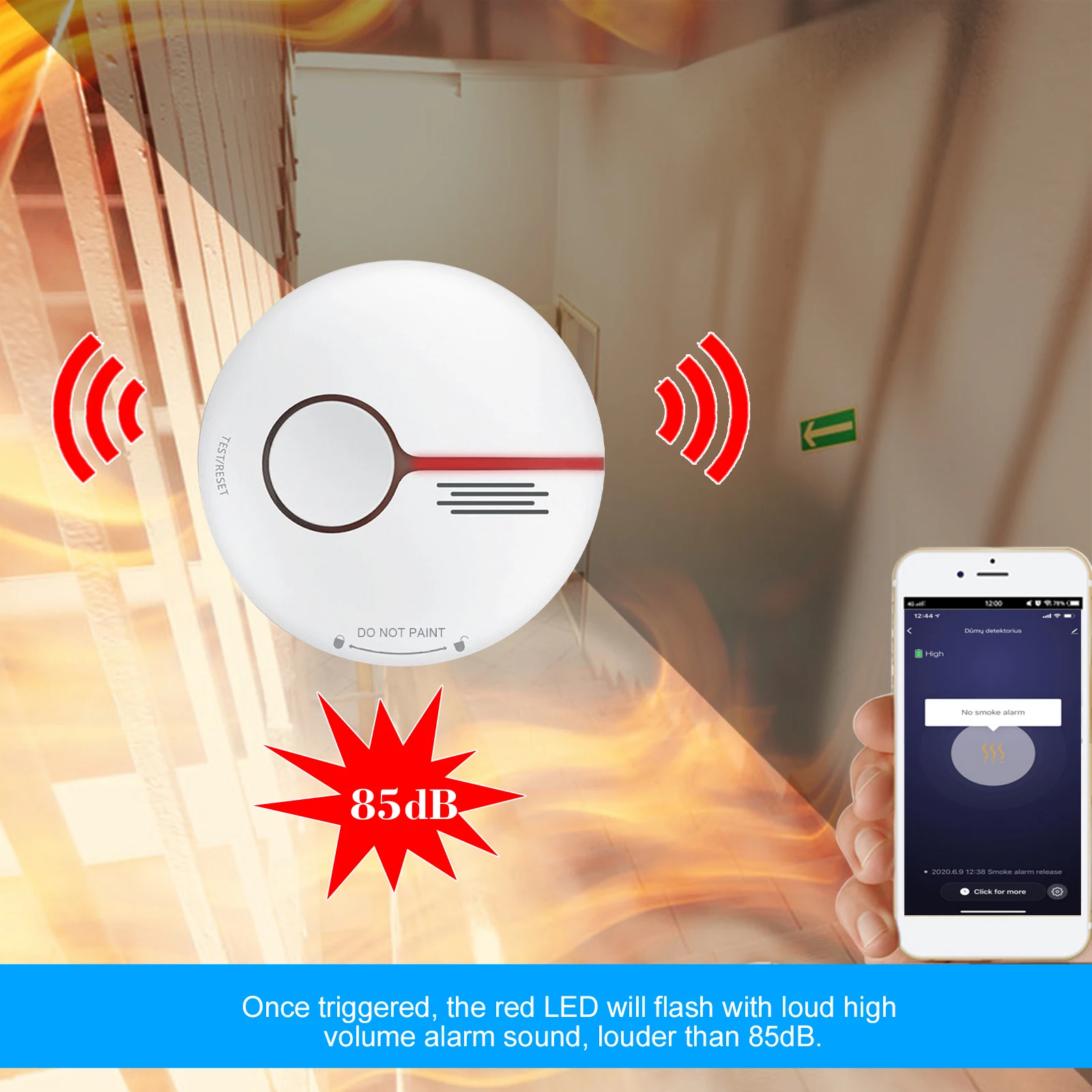 Détecteur de Fumée Connecté - Batterie de 10 Ans - Aroha Smart Connect  Alarme Incendie WiFi avec Smart Life & Tuya - 1 pièce : : Bricolage